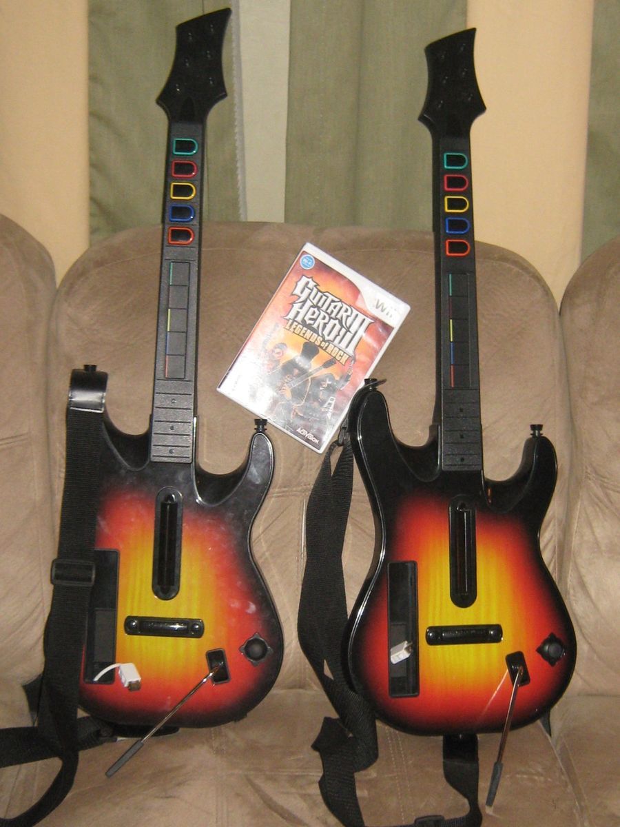  Wii Guitar Hero Bundle 2 Guitars Game