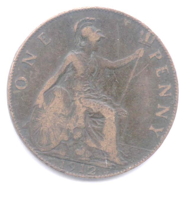 1912 George V Penny with The Heaton Mint Mark Good