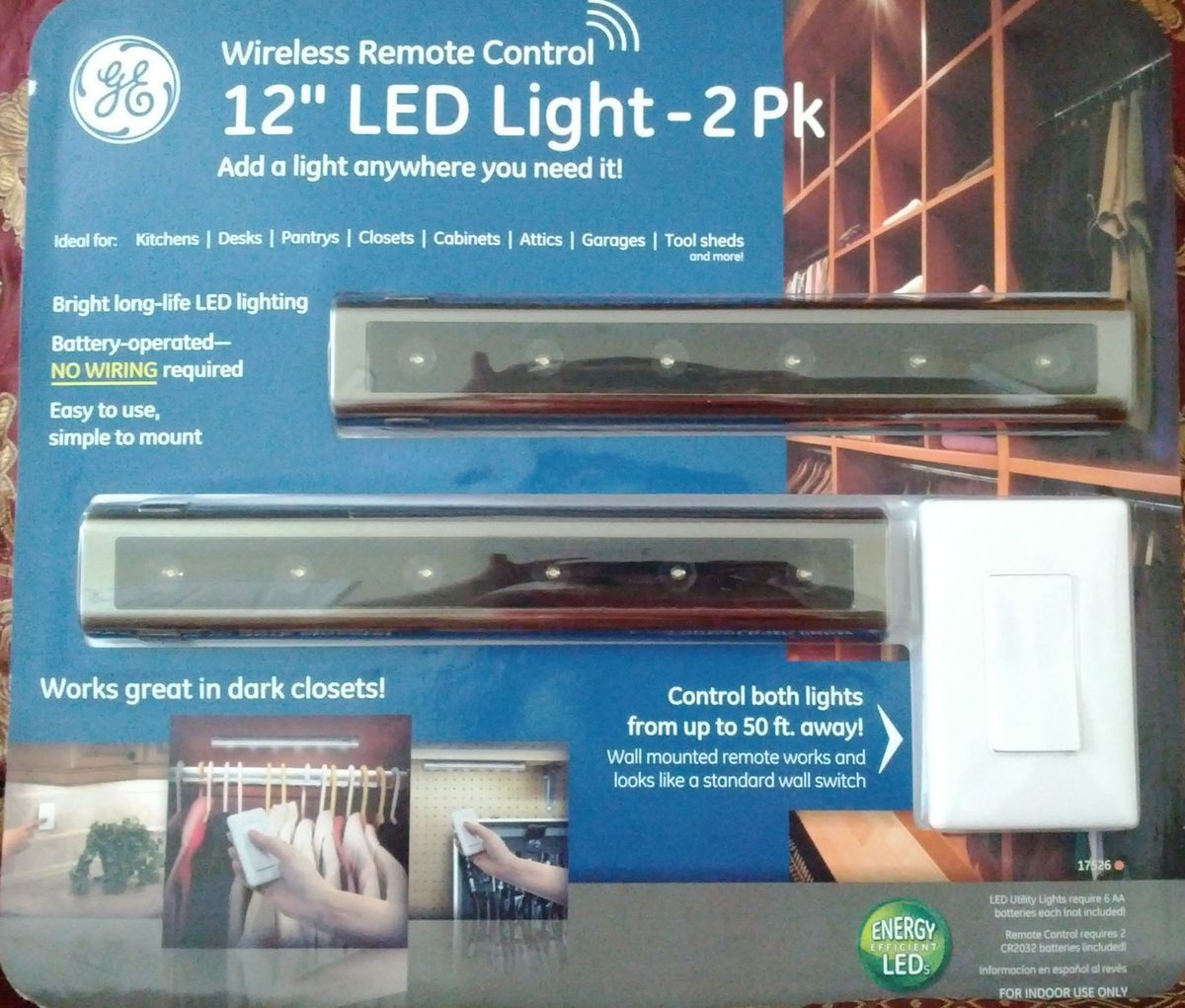 GE Wireless Remote Control 12 LED Light 2 pk under cabinet NEW
