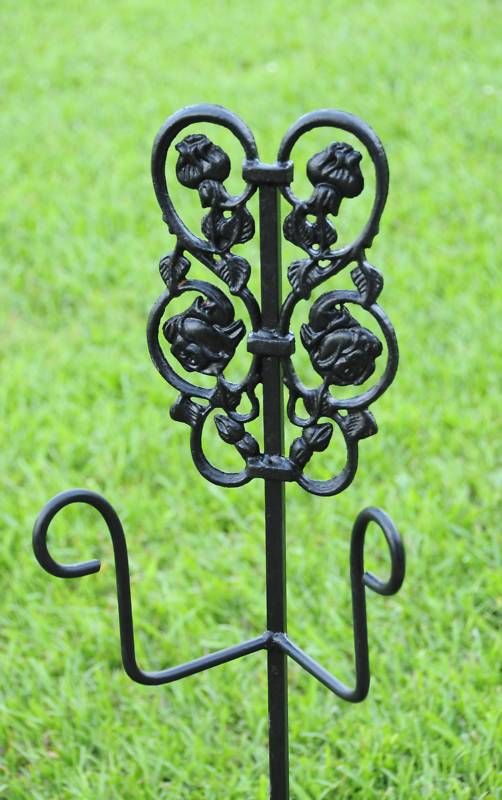 ROSE GARDEN HOSE STAND HANGER HOLDER MADE IN THE USA SOLID STEEL IRON