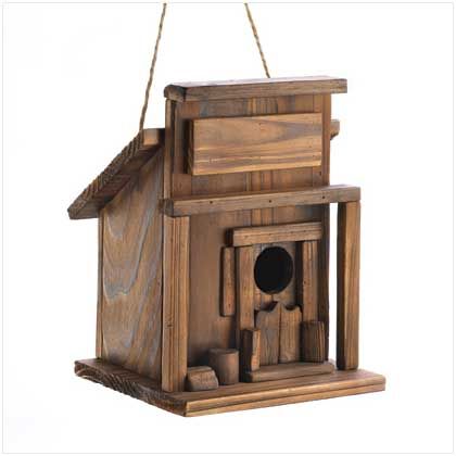 Rustic Fir Wood Western Saloon Birdhouse Garden Decor