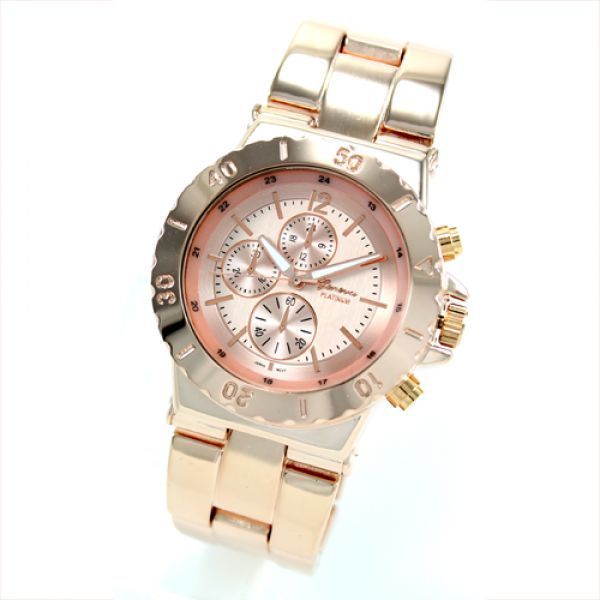 Geneva Platinum Rose Gold Boyfriend Watch for Women GP9203 FREE BOX