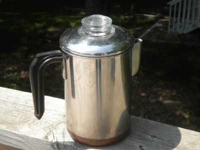 EXC Vintage Revere Ware Copper Clad Stove Top Perculator Coffee Pot