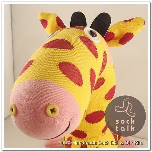 Handmade Yellow Sock Monkey Giraffe Stuffed Animals Baby Toy