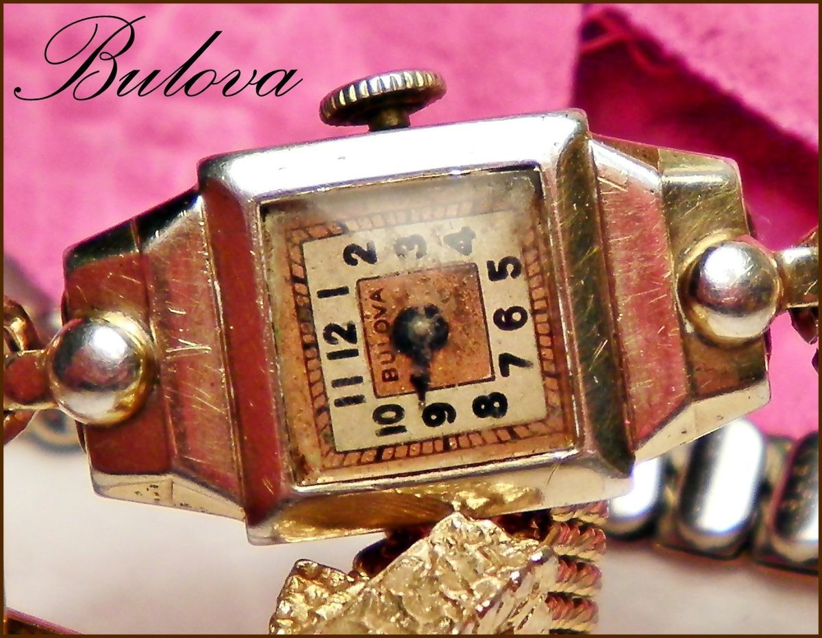   Ladys BULOVA 17J Swiss 10K RGP EPBRO WATCH Co w GLENN 1 20 10k Band