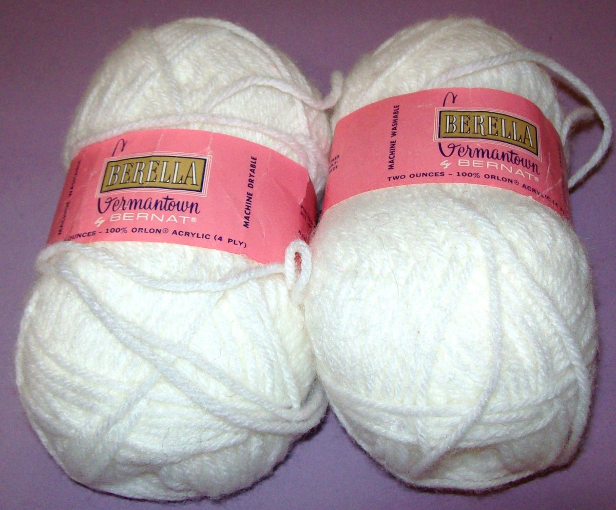 Skeins White Bernat Berella Germantown Yarn 100 Acrylic