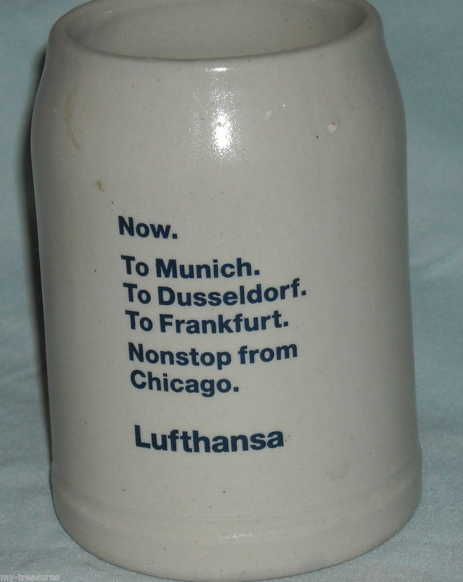 LUFTHANSA Germany BEER STEIN Mug Cup Munich Dusseldorf Frankfurt