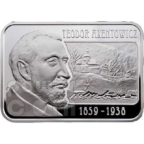 Axentowicz Teodor Painter Silver Coin 100D Armenia 2010