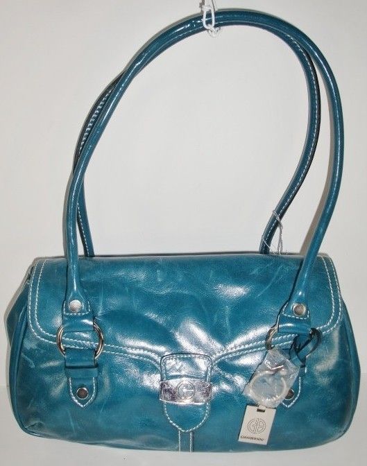 Giani Bernini Teal Blue Leather Like Flap Shoulder Handbag Authentic