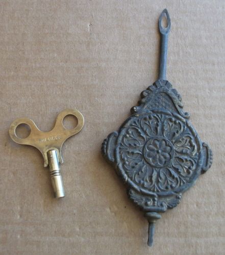 Gilbert Kitchen Clock Pendulum Bob Signed Brass Key Parts Restore