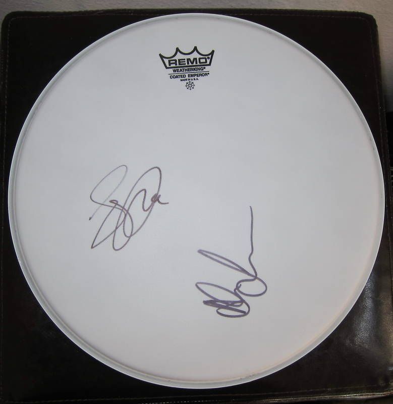 Rush Signed Drumhead by 2 Geddy Lee Alex Lifeson Proof