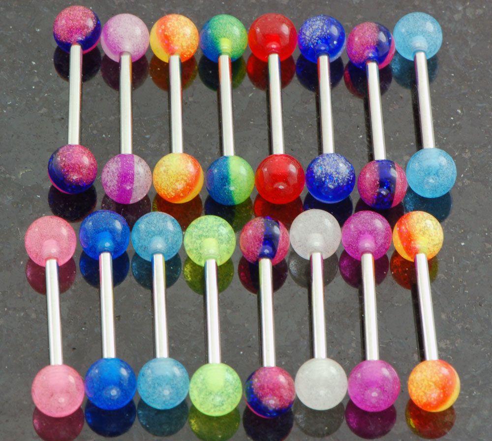 20 PC All Glow Stripe Glow in The Dark Tongue Rings