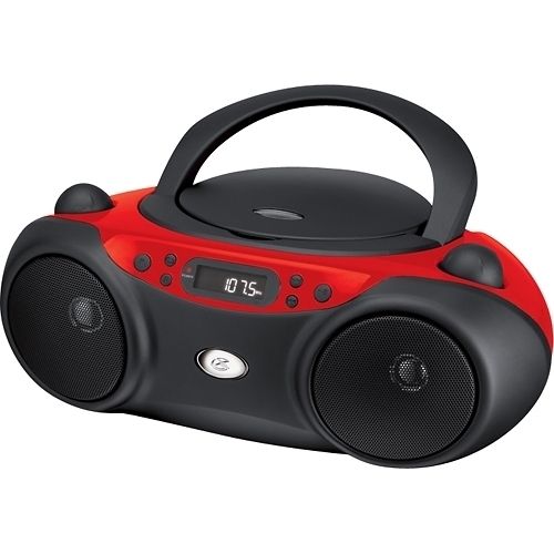 GPX Portable CD Player Boombox with AM FM Radio Aux for iPod  Red