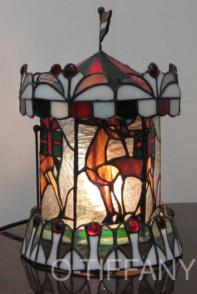 Tiffany Style Stained Glass Lamp Reindeer Carousel