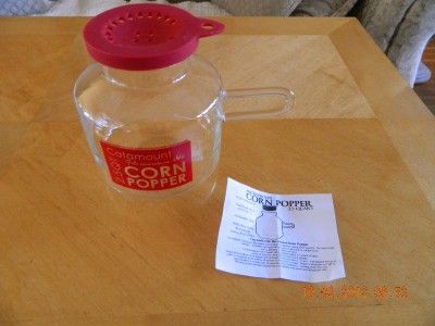  Catamount Flameware Glass Microwave Cookware Corn Popper Popcorn Maker