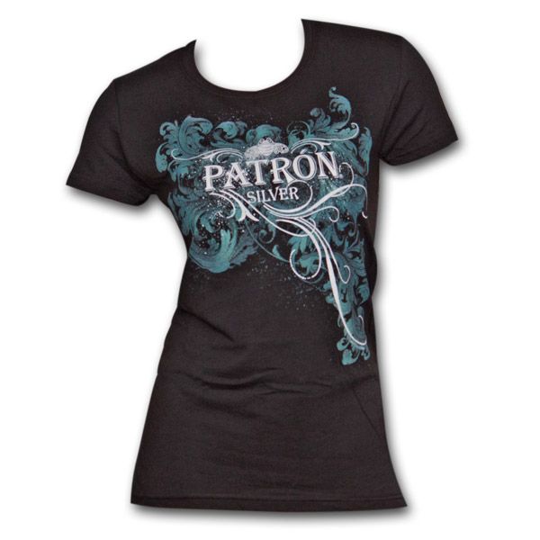 Patron Flourish Design Black Juniors Graphic Tee Shirt