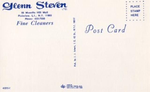 Glenn Steven Fine Cleaners Plainview Li NY Postcard