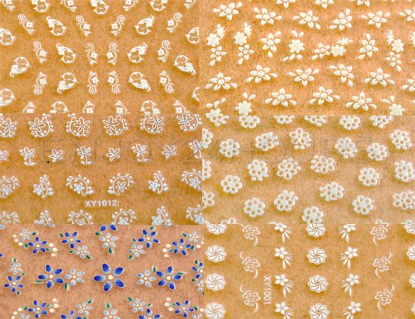 50x Flower 3D Nail Art Tip Stickers Manicure Decals