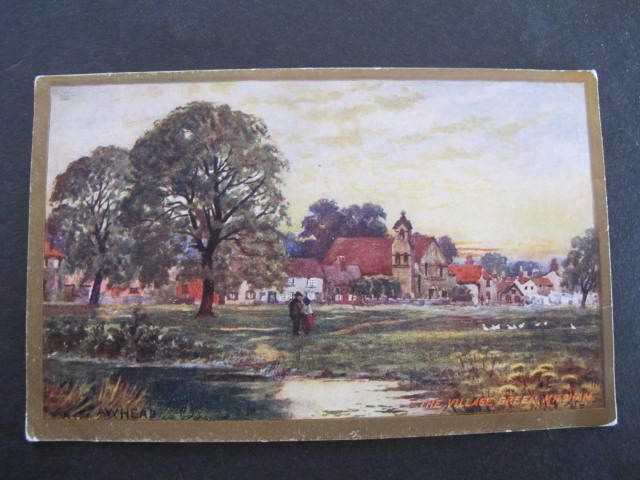 The Village Green Mitcham UK Artist Postcard A w Head