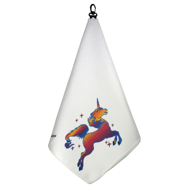  UNICORN Print Microfiber Tri Fold Golf Towel Featuring Waffle Texture