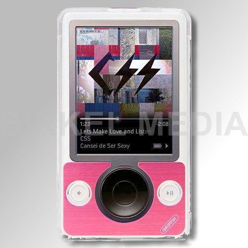 Griffin Centerstage Mirror Polycarbonate Clear Case for Zune Pink Skin