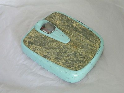 Turquoise Blue Green Marble Linoleum Bathroom Scale Vtg 40s 50s Retro