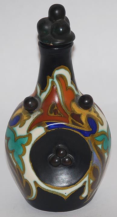 Gouda Pottery 1929 Grotius Beaded Decanter with Stopper (Estate Fresh