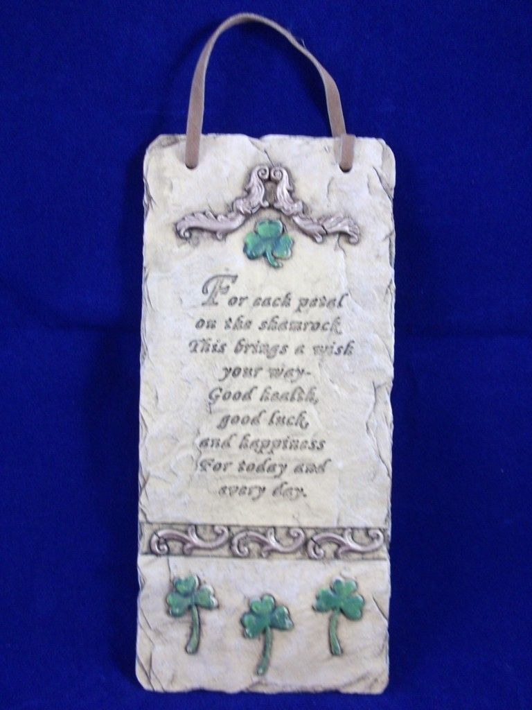 Irish Prayer Poem Slate Wall Plaque Tile Each Petal on A Shamrock