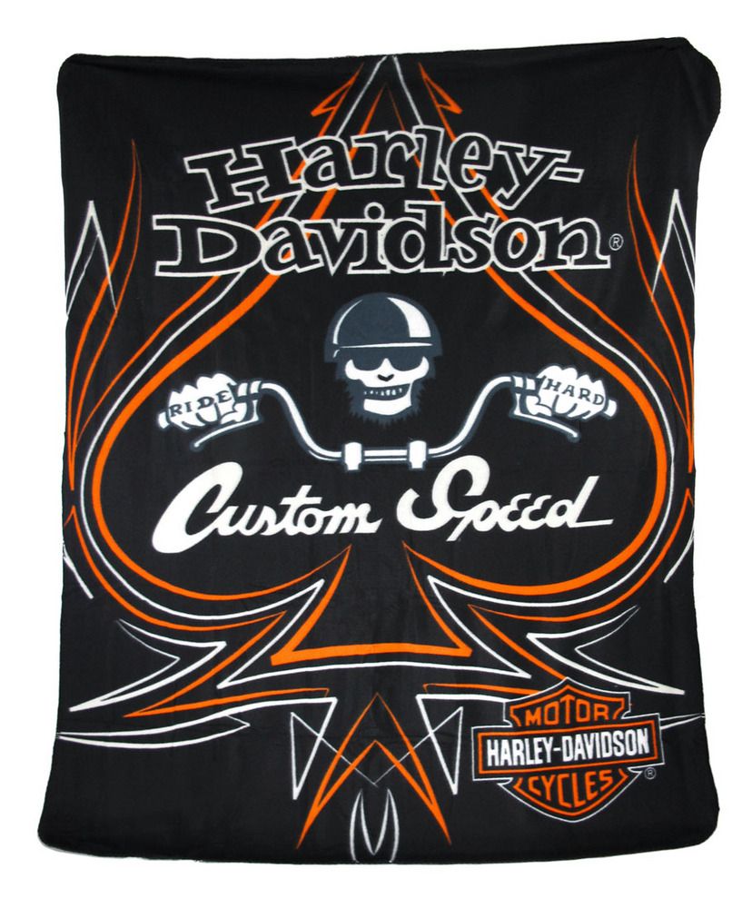 harley davidson custom speed fleece throw blanket