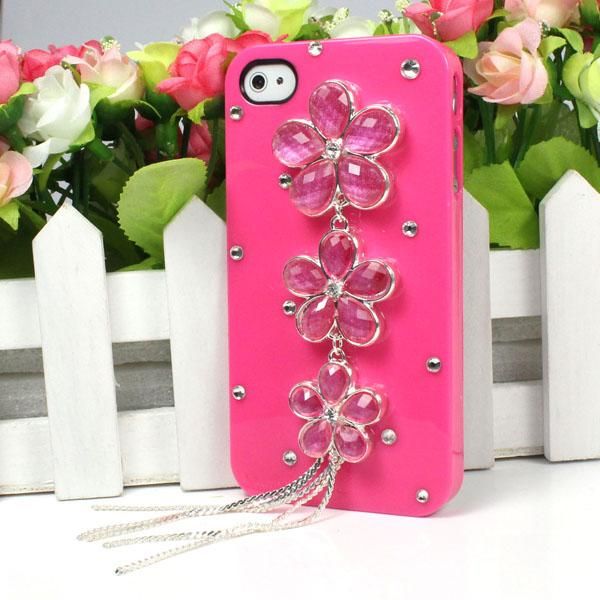 Bling Rhinestone Candy Flower Hard Back Case Cover Skin for Apple