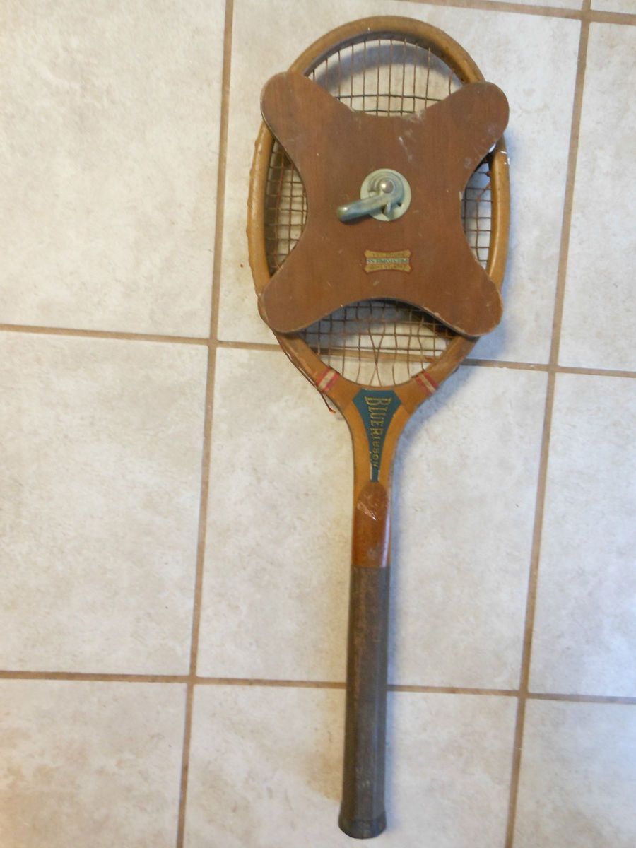 ANTIQUE 1908 HARRY LEE TENNIS RACQUET BLUE RIBBON W PRESTOPRESS