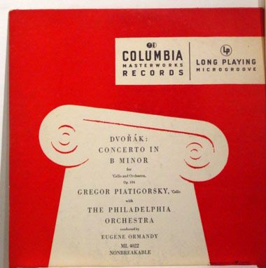 50s ED1 CBS Gregor Piatigorsky Dvorak Cello Concerto in B LP VG ml