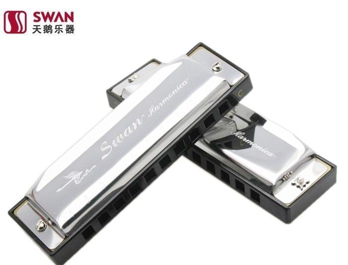 New Swan Harmonica Blues Harps 10 Hole 20 Tone Key of C Silver Color