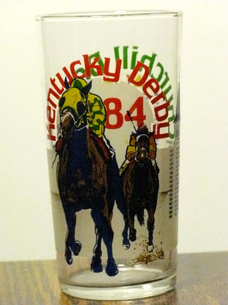  KENTUCKY DERBY CHURCHILL DOWNS GLASS SOUVENIR OFFICIAL HARRY M STEVENS