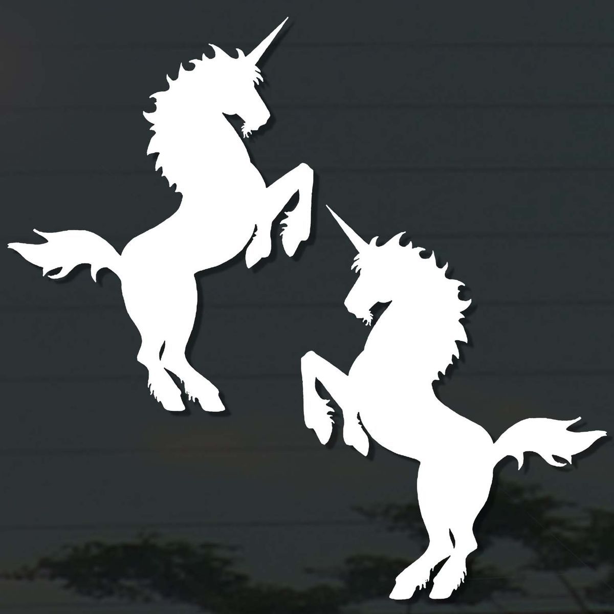 75 x2PC UNICORNS DECAL STICKER CUT OUT MIRROR WALL COMPUTER CAR