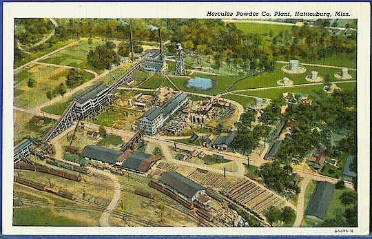Hattiesburg Mississippi MS 1936 Aerial View Hercules Powder Co Vintage