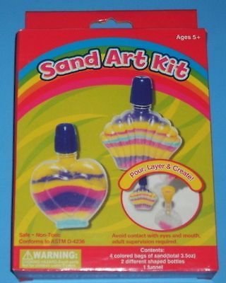 New Sand Art Kit Lot Bottles Colored Sand Funnel Childrens Craft Gift