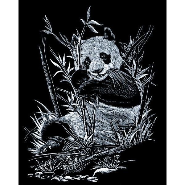 scraperfoil scratch art kit panda silver foil 