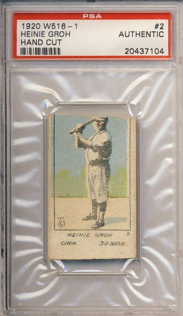 1920 W516 1 2 Heinie Groh PSA A Authentic Cincinnati Reds