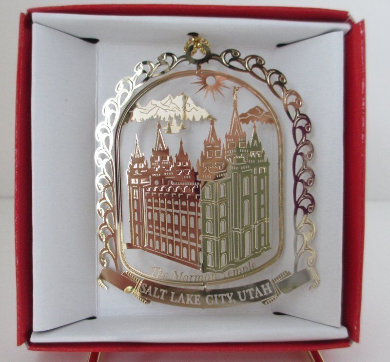 SALT LAKE CITY ORNAMENT Mormon Temple Brass Souvenir More State Travel