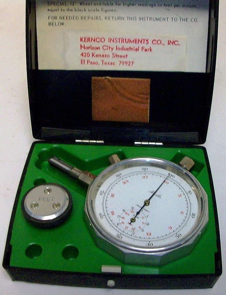 Hasler Bern Handheld Tachometer RPM FPM Readings w FPM Wheel w Case