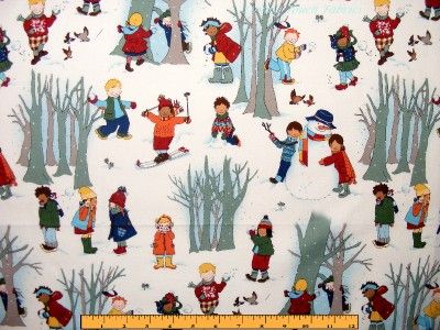 2002 Alexander Henry Christmas Winter Children Playing Snow Fabric FQ