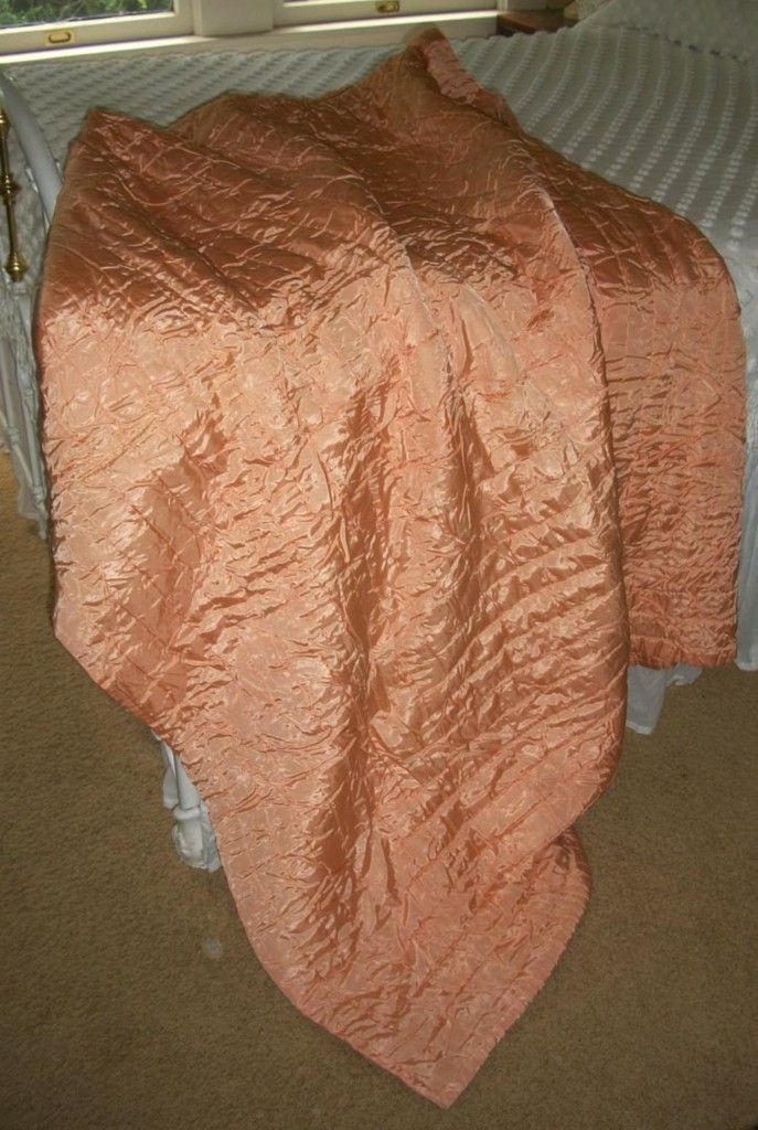 Puckered Vintage Hollywood Glam 30s   40s Orange Sherbert Satin Quilt