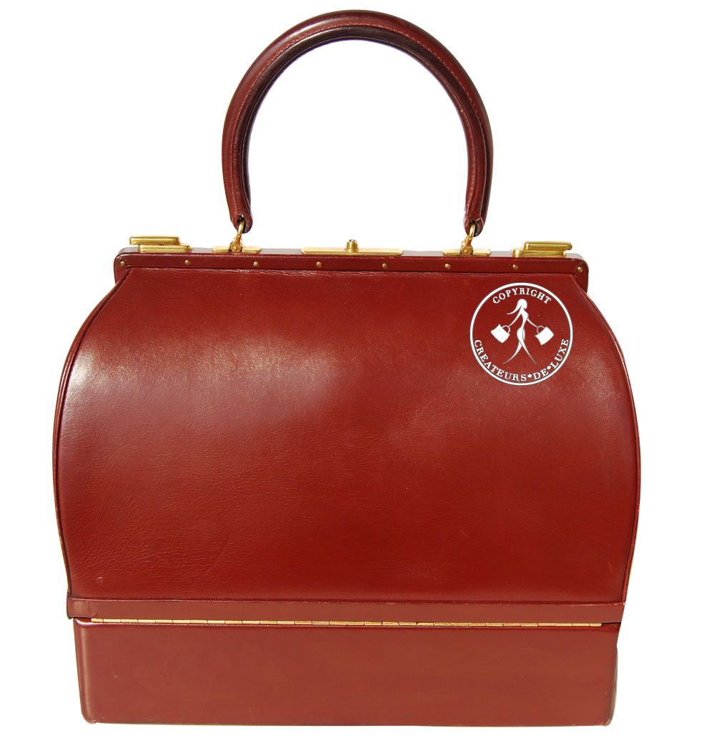 Vintage Hermes Mallette Handbag Rouge H Pre Owned 9345