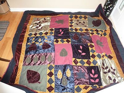  Quilt   Leaf Patterns  Velvet & Satin  86 by 90  Work of Art