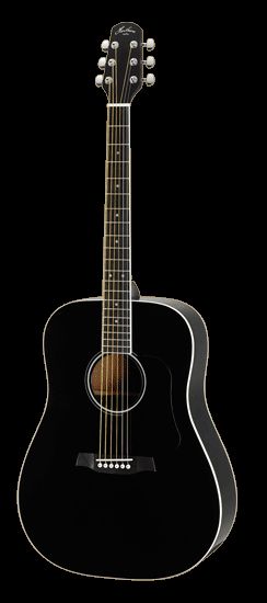 Hawthorne Walden Black Dreadnought Acoustic Guitar 221B