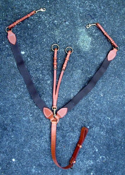 Stephen English Leather Elastic V Check Breastplate New