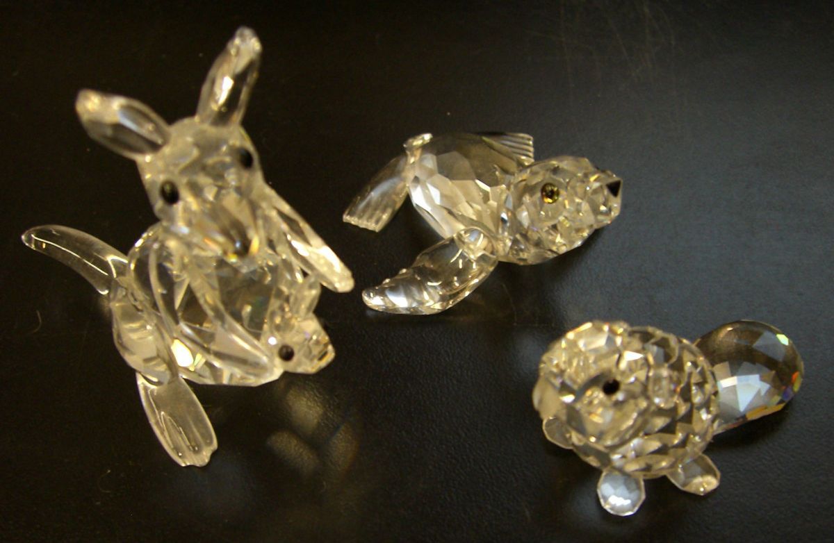 SWAROVSKI ANIMAL FIGURES KANGAROO SEAL AND BEAVER