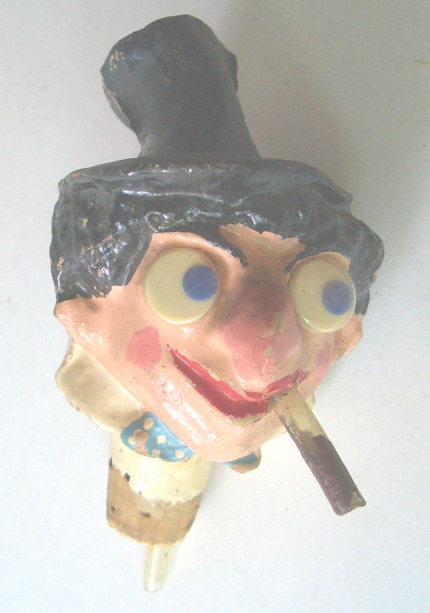   VINTAGE SWANK BOTTLE TOPPER POURER HARPO MARX BROTHERS FIGURAL HEAD