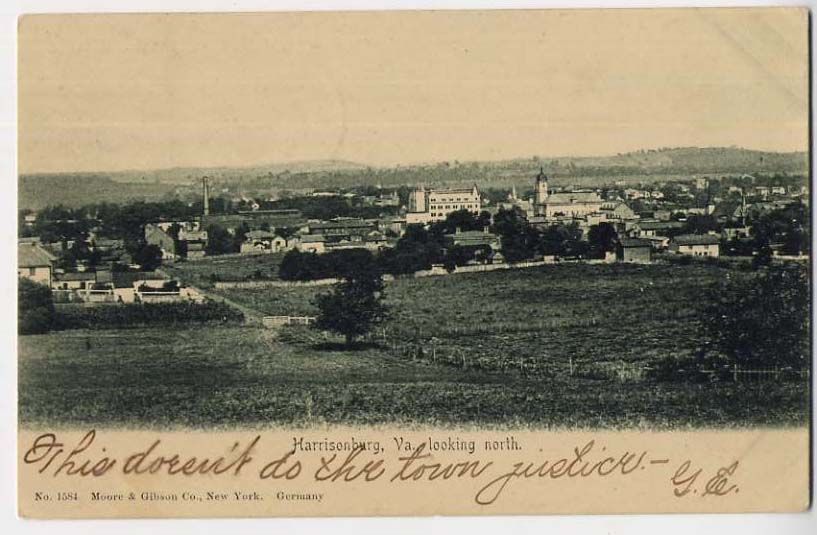 1902 harrisonburg va early town view postcard